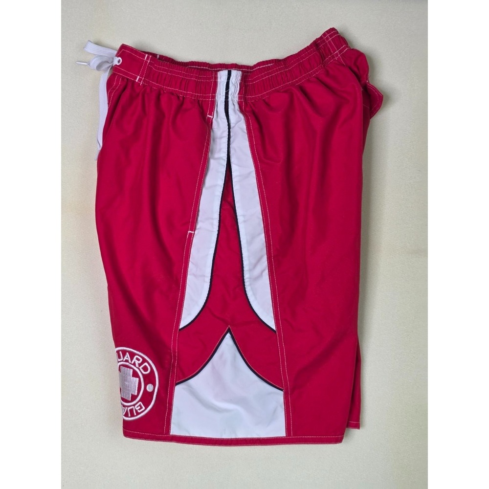 TYR Men's Swim Trunks Shorts Size M Red White Deck-X Lifeguard w/ Comfort Liner - Picture 4 of 13